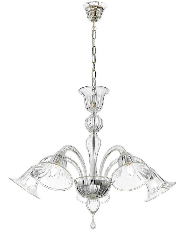 RIACE - LAMPADARIO IN VETRO ARTISTICO - 5 LUCI