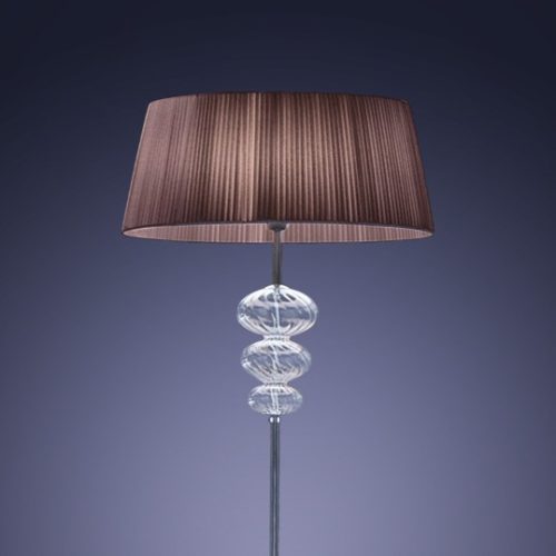 MUSA - LAMPADA DA TERRA CON VETRO RIGADIN SOFFIATO - PARALUME MOKA COLORATO