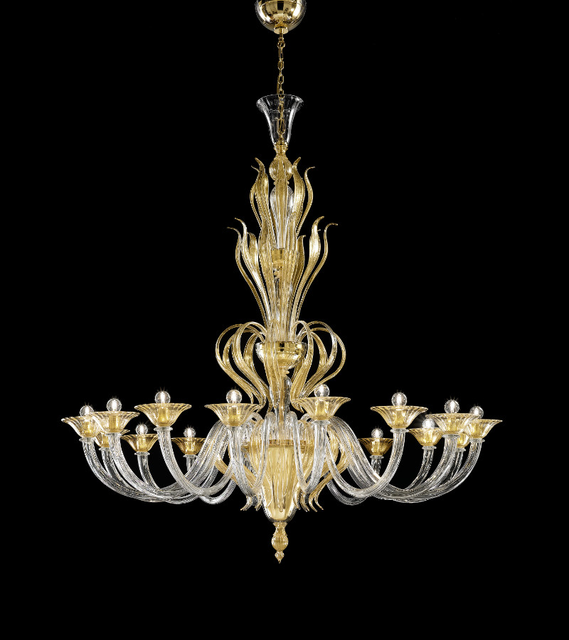 PASTORALI - LAMPADARIO 16 LUCI - DECORO ORO 24 KT