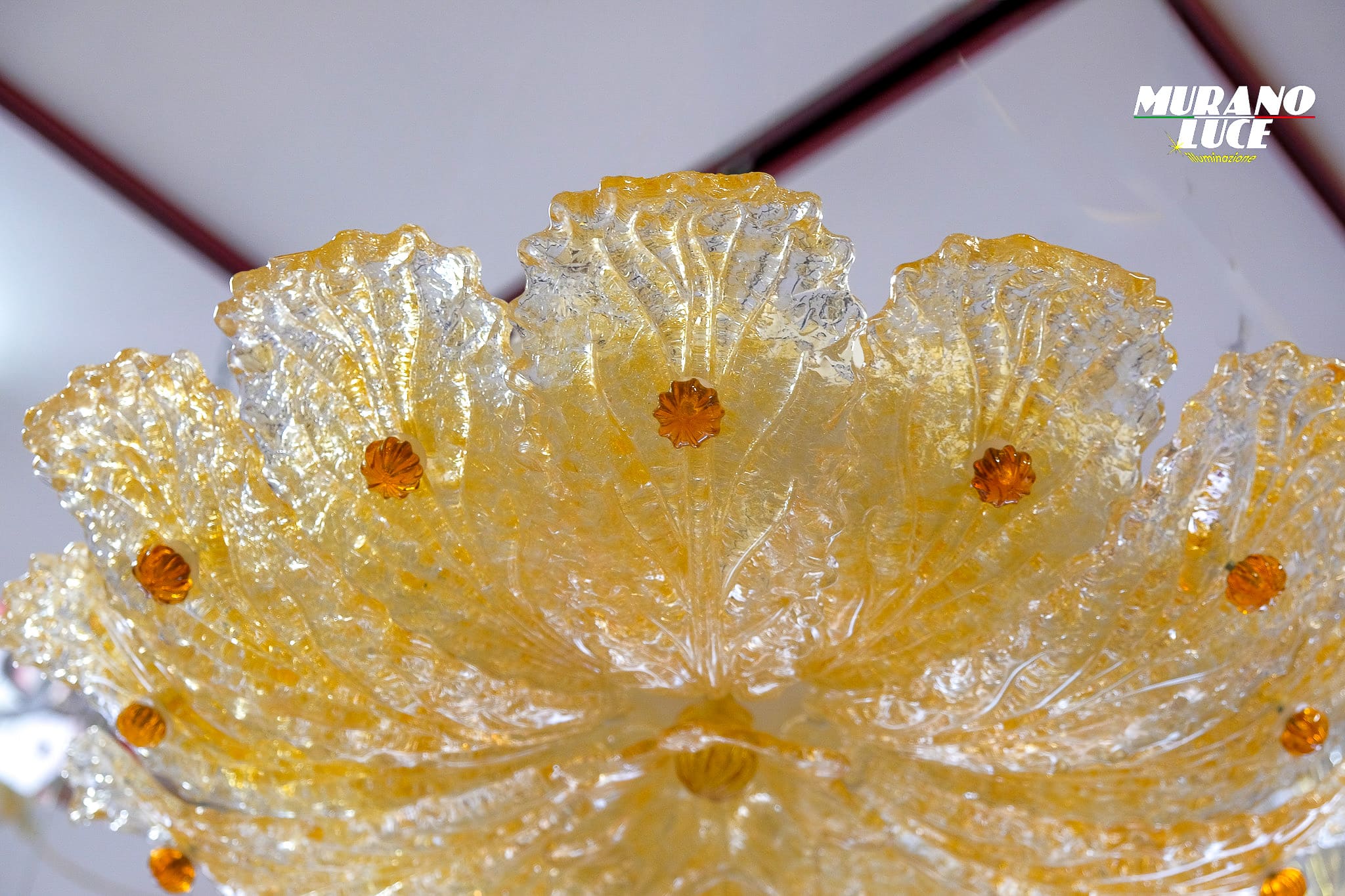 ALSAZIA - PLAFONIERA DI MURANO - COLORE GRANIGLIA AMBRA