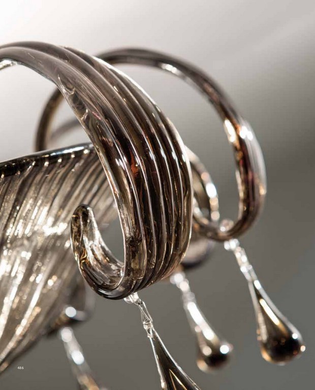 ATHENA - PLAFONIERA VETRO SOFFIATO -GOCCE FUME'