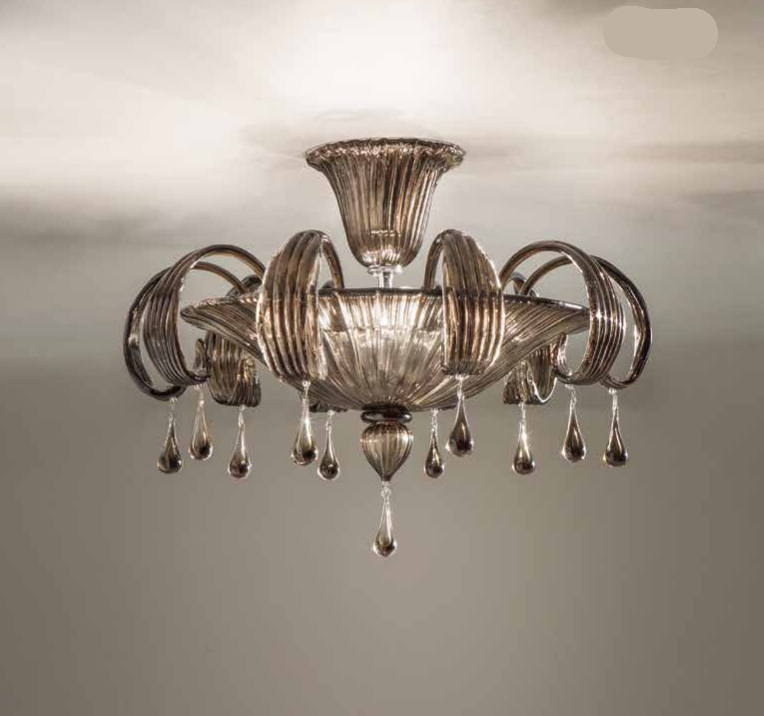 ATHENA - PLAFONIERA VETRO SOFFIATO -GOCCE FUME'