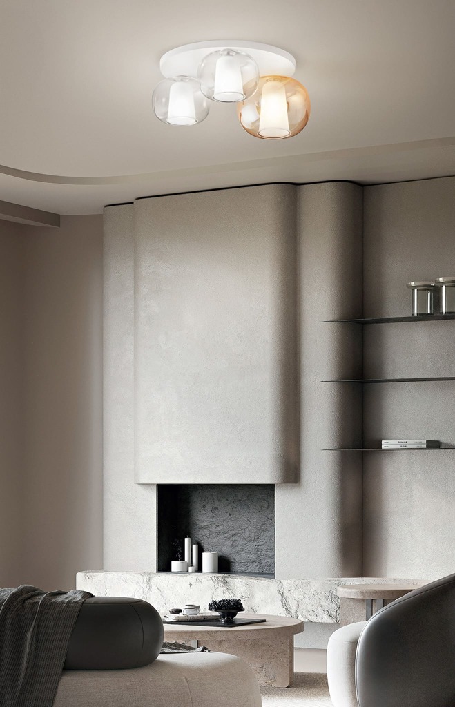RAI - PLAFONIERA DA SOFFITTO - DIFFUSORI IN VETRO BOROSILICATO