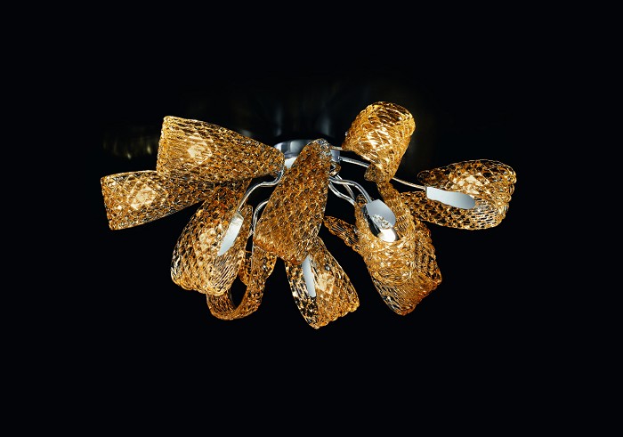 CLOUD - PLAFONIERA 9 LUCI - DECORO AMBRA