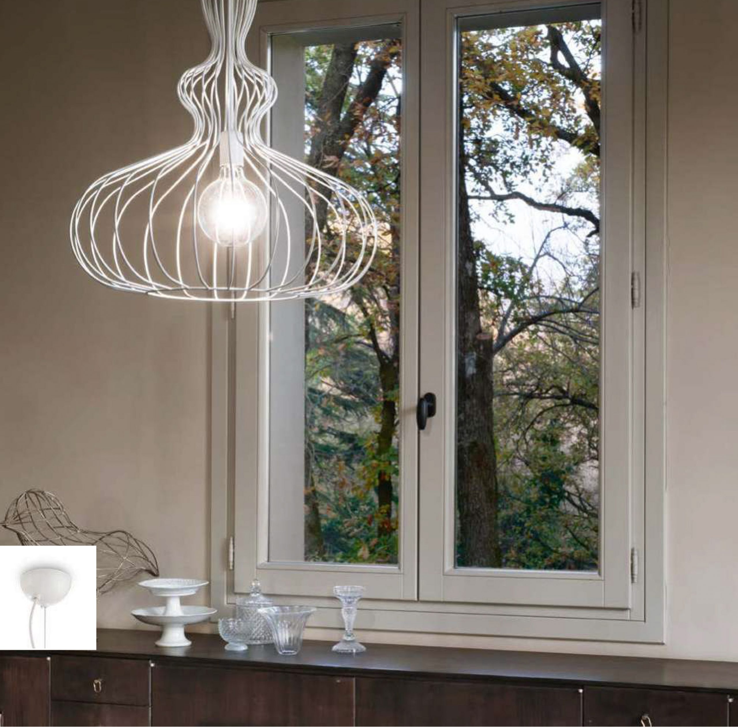 ISOBEL- SOSPENSIONE STILE CLASSICO E COUNTRY - METALLO COLOR BIANCO O RAME