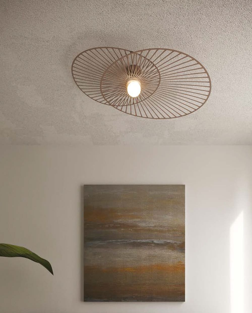 RAYS - PLAFONIERA 2 CERCHI - COLOR SABBIA -1xE27