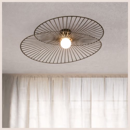 RAYS - PLAFONIERA 2 CERCHI - COLOR SABBIA -1xE27