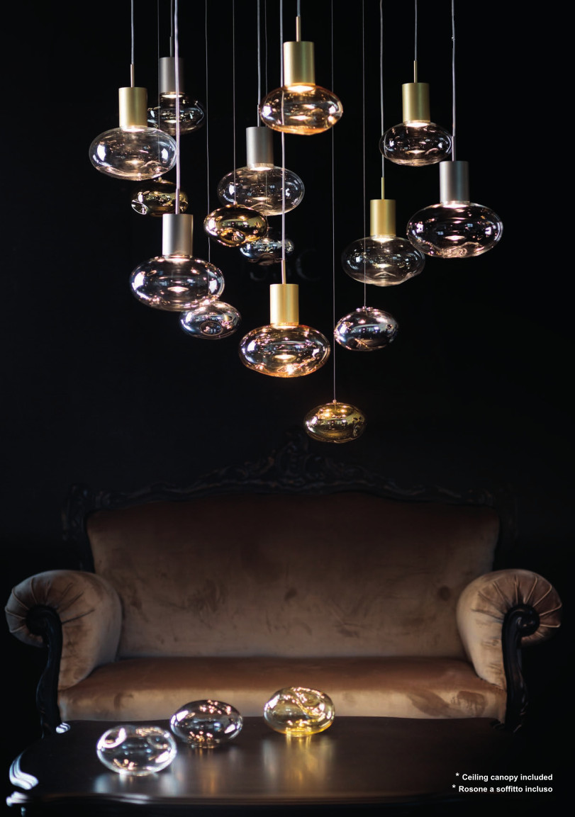 Rosee composizione multiple 3 grandezze e colori ambra cristallo fume Rosee composizione multiple 3 grandezze e colori ambra cristallo fume