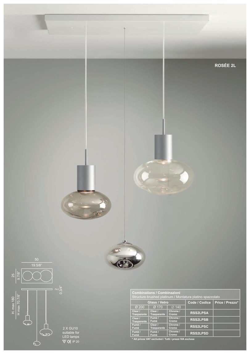 Rosee versioni 3 grandezze e colori ambra cristallo fume Rosee versioni 3 grandezze e colori ambra cristallo fume