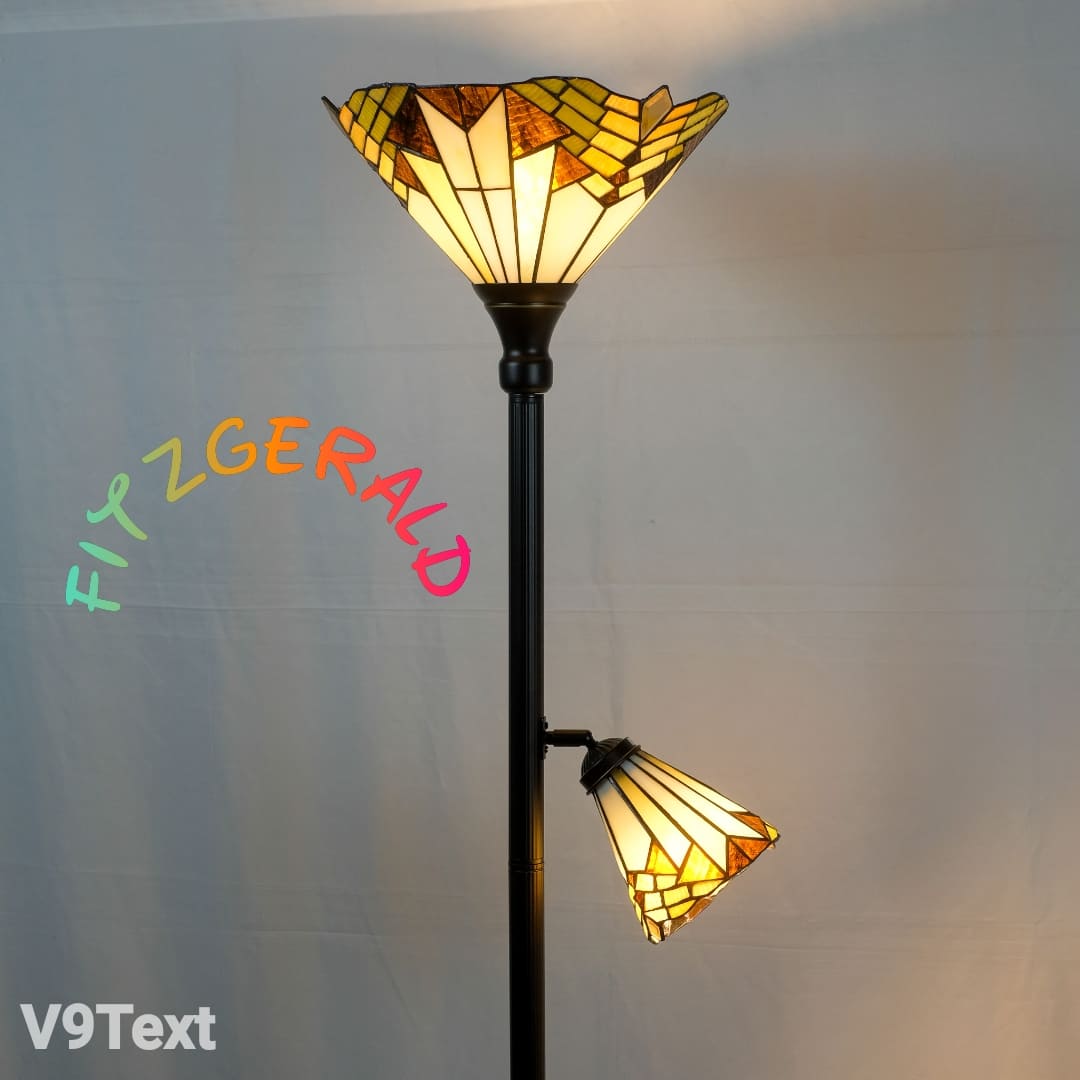 FITZGERALD - LAMPADA DA TERRA CON 2 LUCI - VETRO TIFFANY ORIGINALE - 2 lampade E27 FITZGERALD - LAMPADA DA TERRA CON 2 LUCI - VETRO TIFFANY ORIGINALE - 2 lampade E27