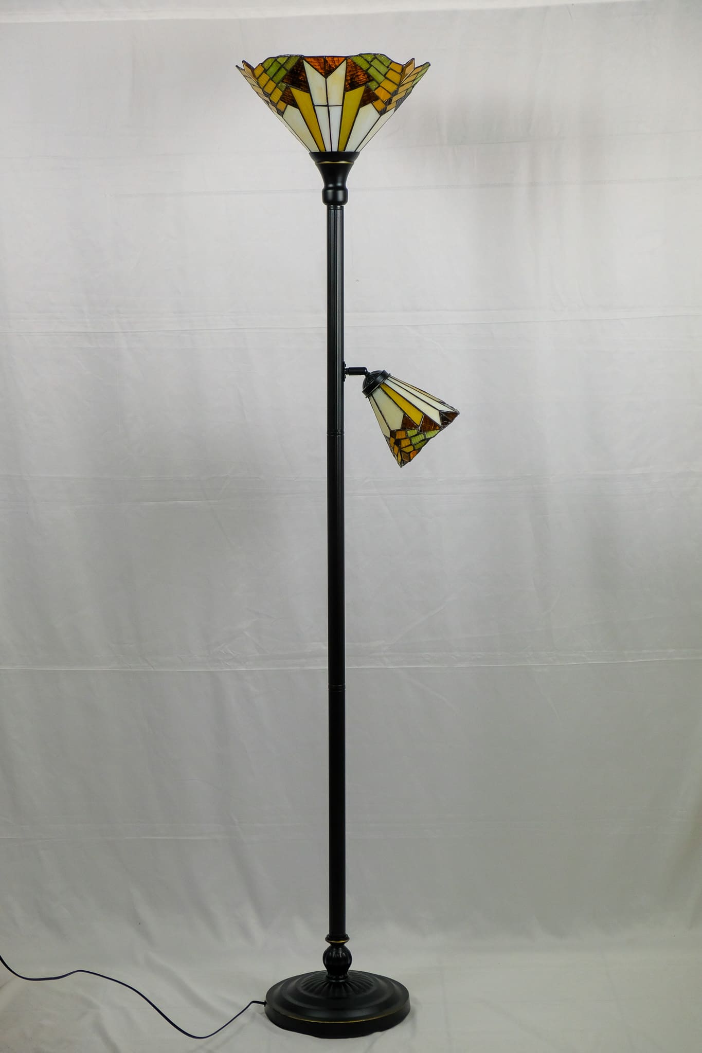 FITZGERALD - LAMPADA DA TERRA CON 2 LUCI - VETRO TIFFANY ORIGINALE - 2 lampade E27 FITZGERALD - LAMPADA DA TERRA CON 2 LUCI - VETRO TIFFANY ORIGINALE - 2 lampade E27