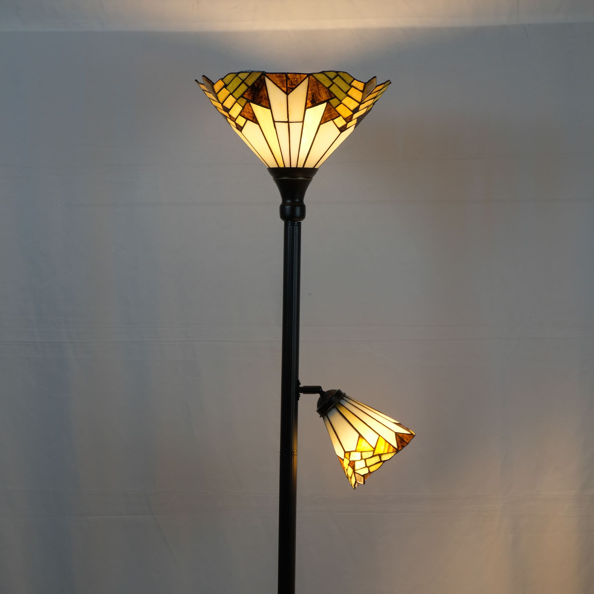 FITZGERALD - LAMPADA DA TERRA CON 2 LUCI - VETRO TIFFANY ORIGINALE - 2 lampade E27 FITZGERALD - LAMPADA DA TERRA CON 2 LUCI - VETRO TIFFANY ORIGINALE - 2 lampade E27