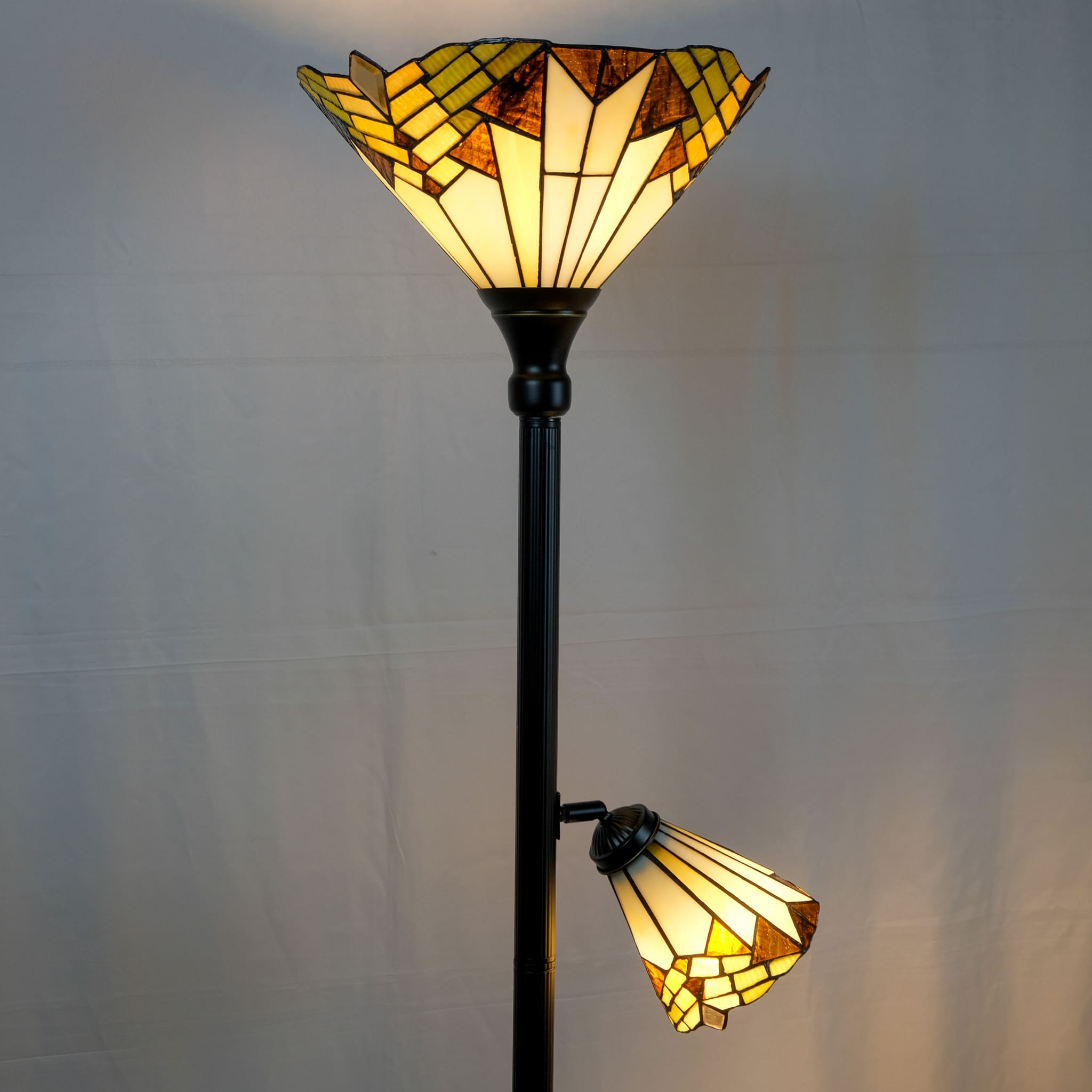 FITZGERALD - LAMPADA DA TERRA CON 2 LUCI - VETRO TIFFANY ORIGINALE - 2 lampade E27 FITZGERALD - LAMPADA DA TERRA CON 2 LUCI - VETRO TIFFANY ORIGINALE - 2 lampade E27