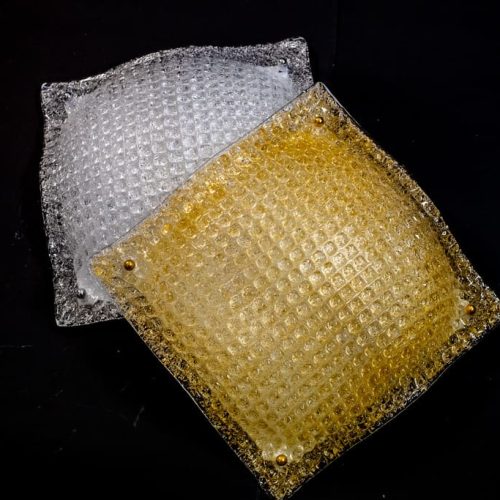 DORA - plafoniera vetro soffiato colori cristallo e ambra