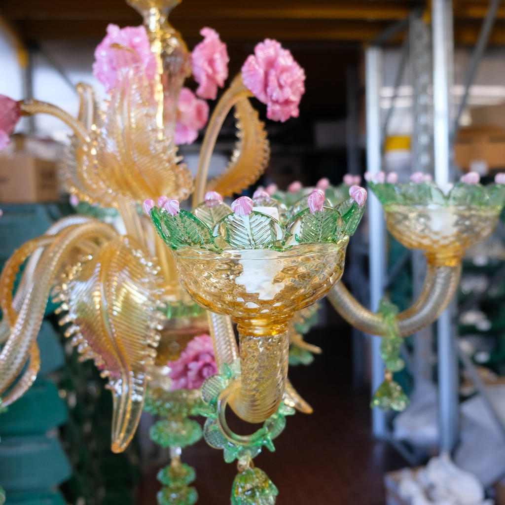Alghero Lampadario in vetro di Murano 6 Luci - Colors e vetro in pasta