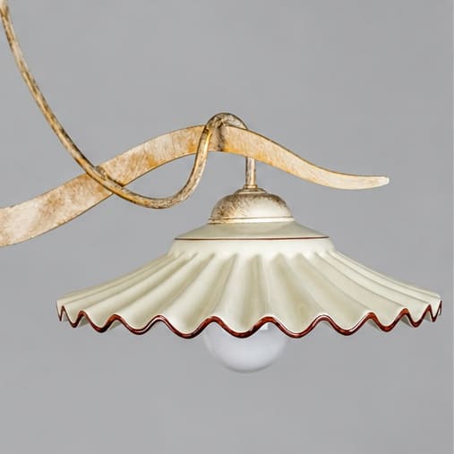 Paloma - Sospensione 2 Luci - Montatura avorio anticato - 2 x E27 - Diffusore ceramica