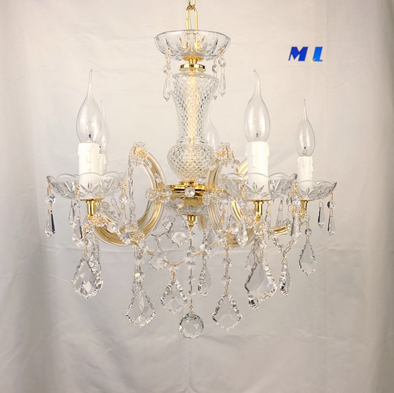 LIENZ - CON CRISTALLI MARIA TERESA - 5 LUCI - RIFINITURA ORO