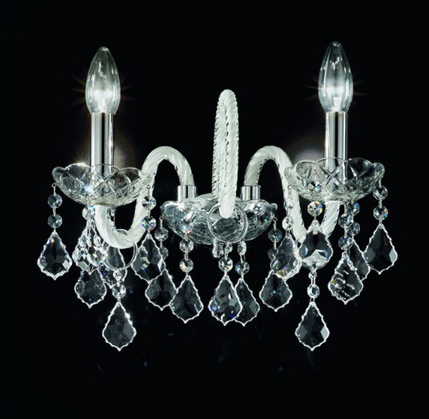 Applique 2 luci gocce cristallo bianco