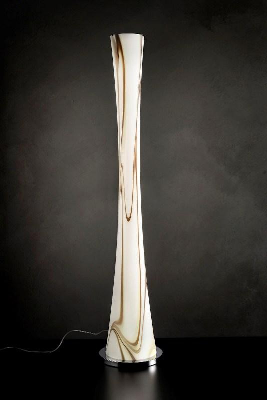 CLESSIDRA - LAMPADA DA TERRA VETRO SOFFIATO BIANCO - LUCE A LED DIMMERABILE -