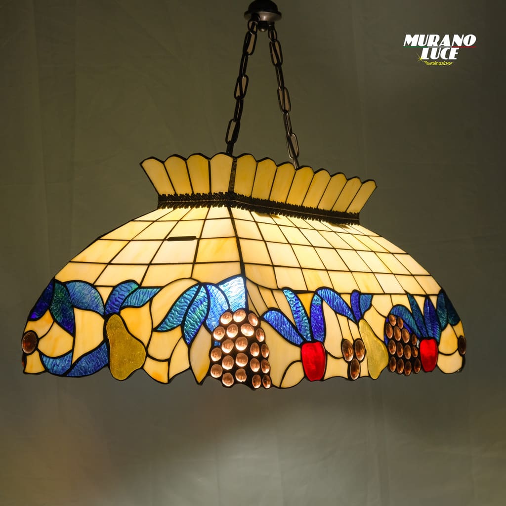 FRUITS - SOSPENSIONE TIFFANY - FORMA RETTANGOLARE diametro 64x40cm - catena color grafite
