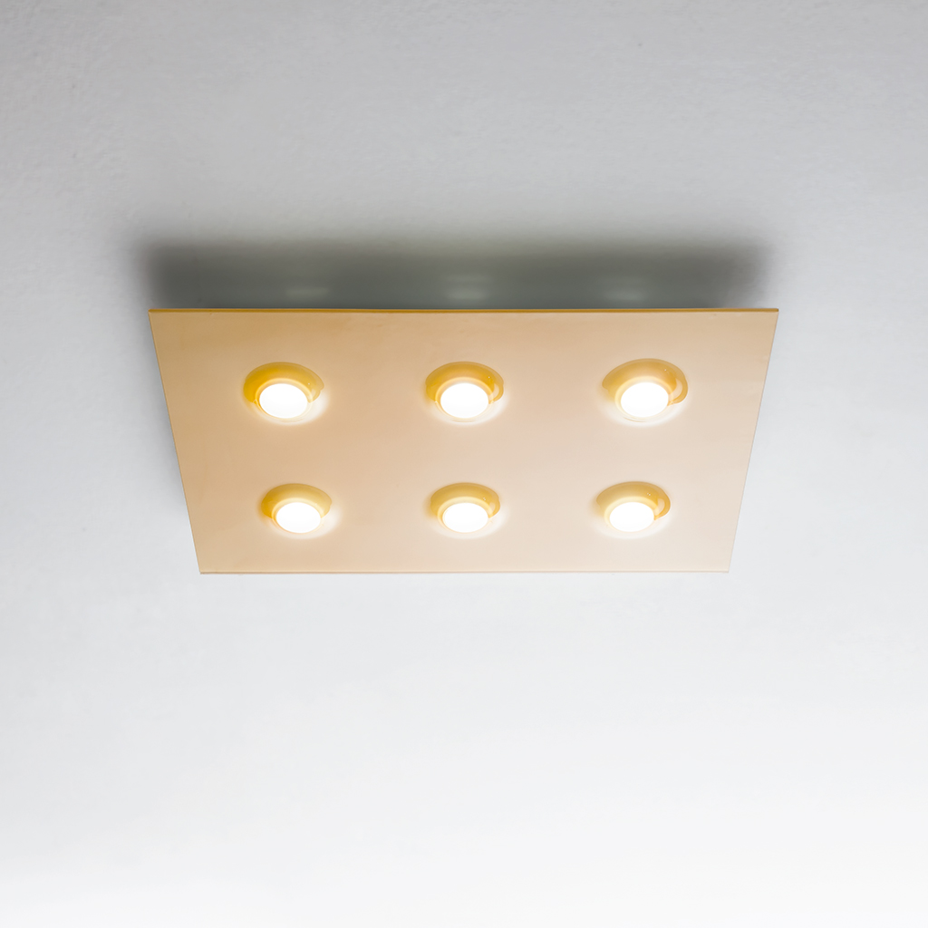 POIS - plafoniera 6 luci ambra vetro