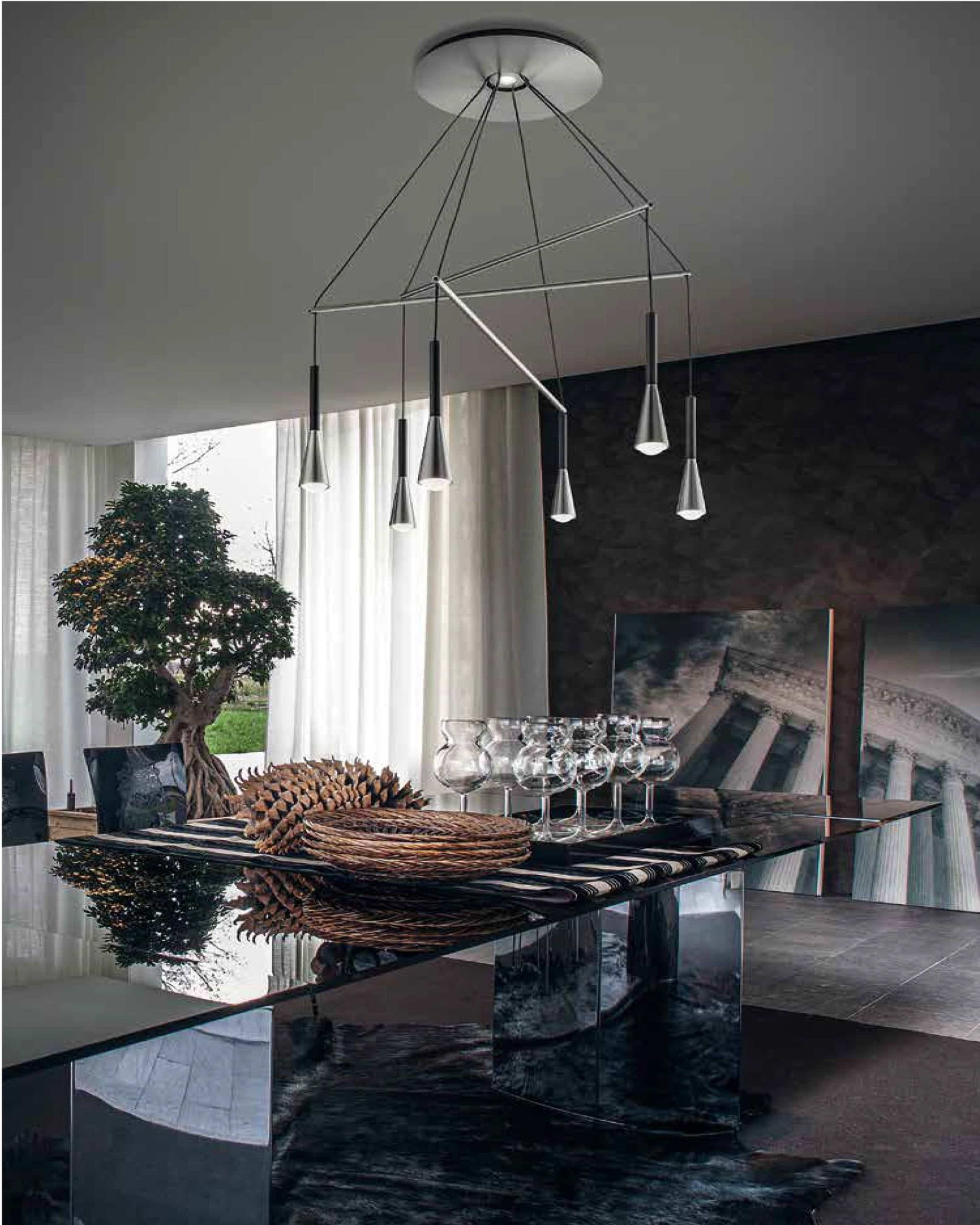 Icona - led Nero Argento - 5 luci