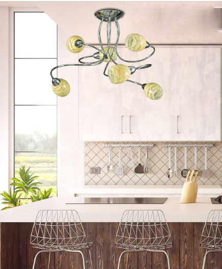 Moda' plafoniera da soffitto -Giallo 6 luci