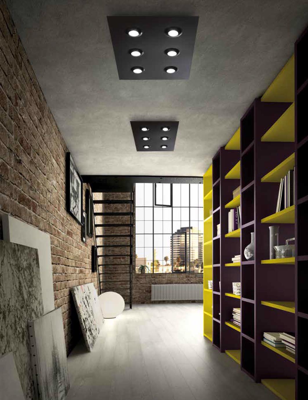 Pois plafoniera 6 luci nero