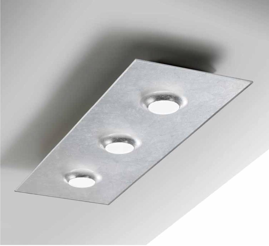 Pois plafoniera 3 luci foglia argento