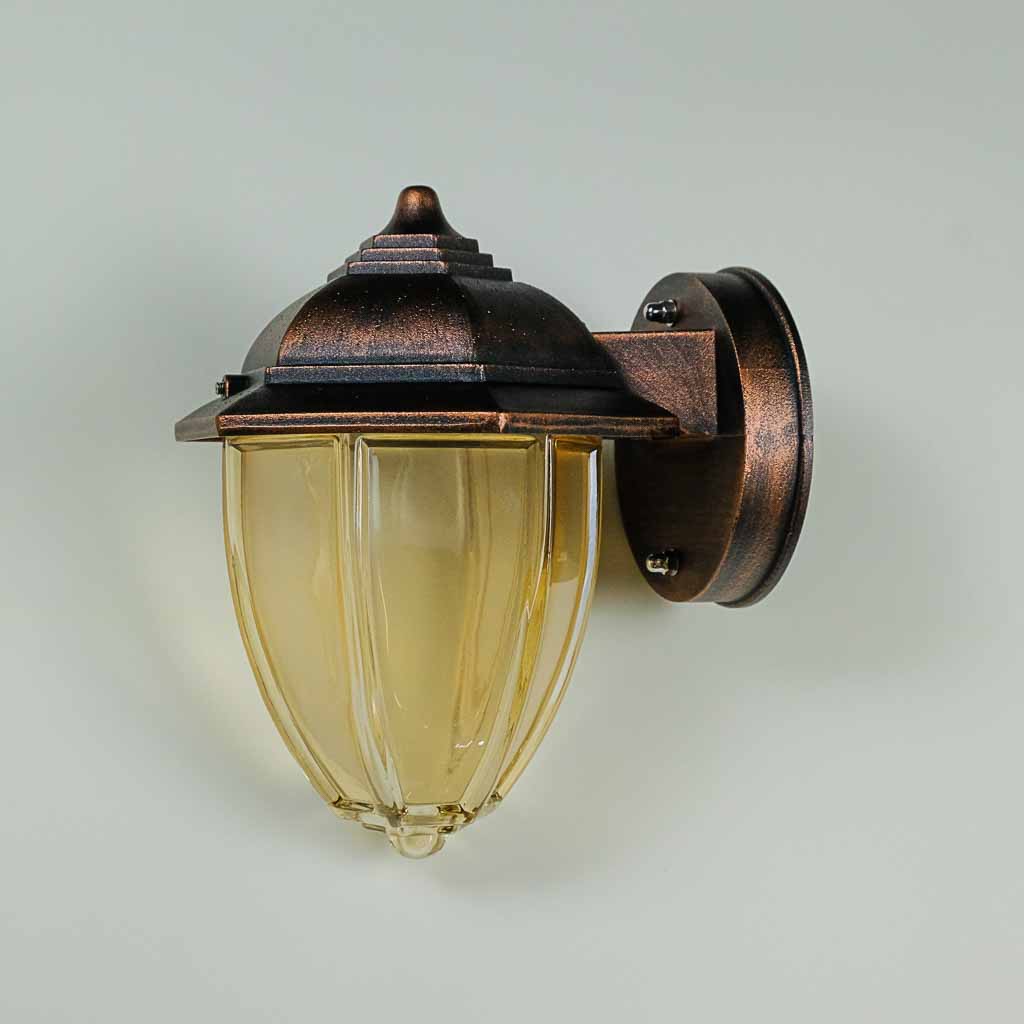 MINI LAMPARA - APPLIQUE DA ESTERNO - IP44 - VETRO AMBRA TEMPERATO