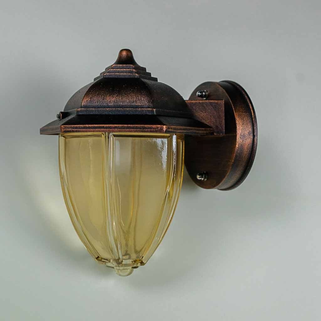 MINI LAMPARA - APPLIQUE DA ESTERNO - IP44 - VETRO CRISTALLO O AMBRA TEMPERATO