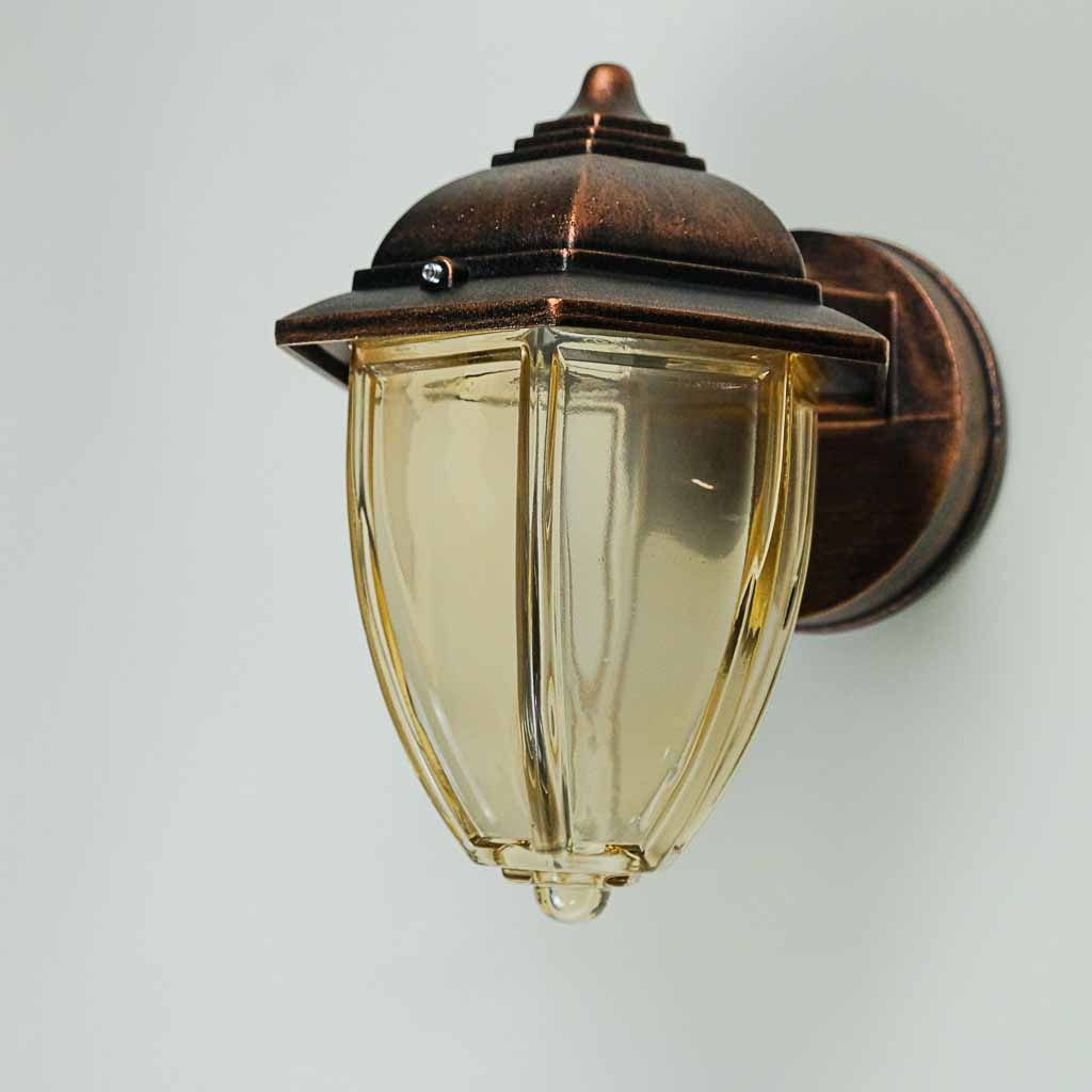 MINI LAMPARA - APPLIQUE DA ESTERNO - IP44 - VETRO CRISTALLO O AMBRA TEMPERATO