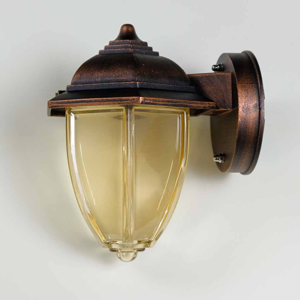 MINI LAMPARA - APPLIQUE DA ESTERNO - IP44 - VETRO CRISTALLO O AMBRA TEMPERATO