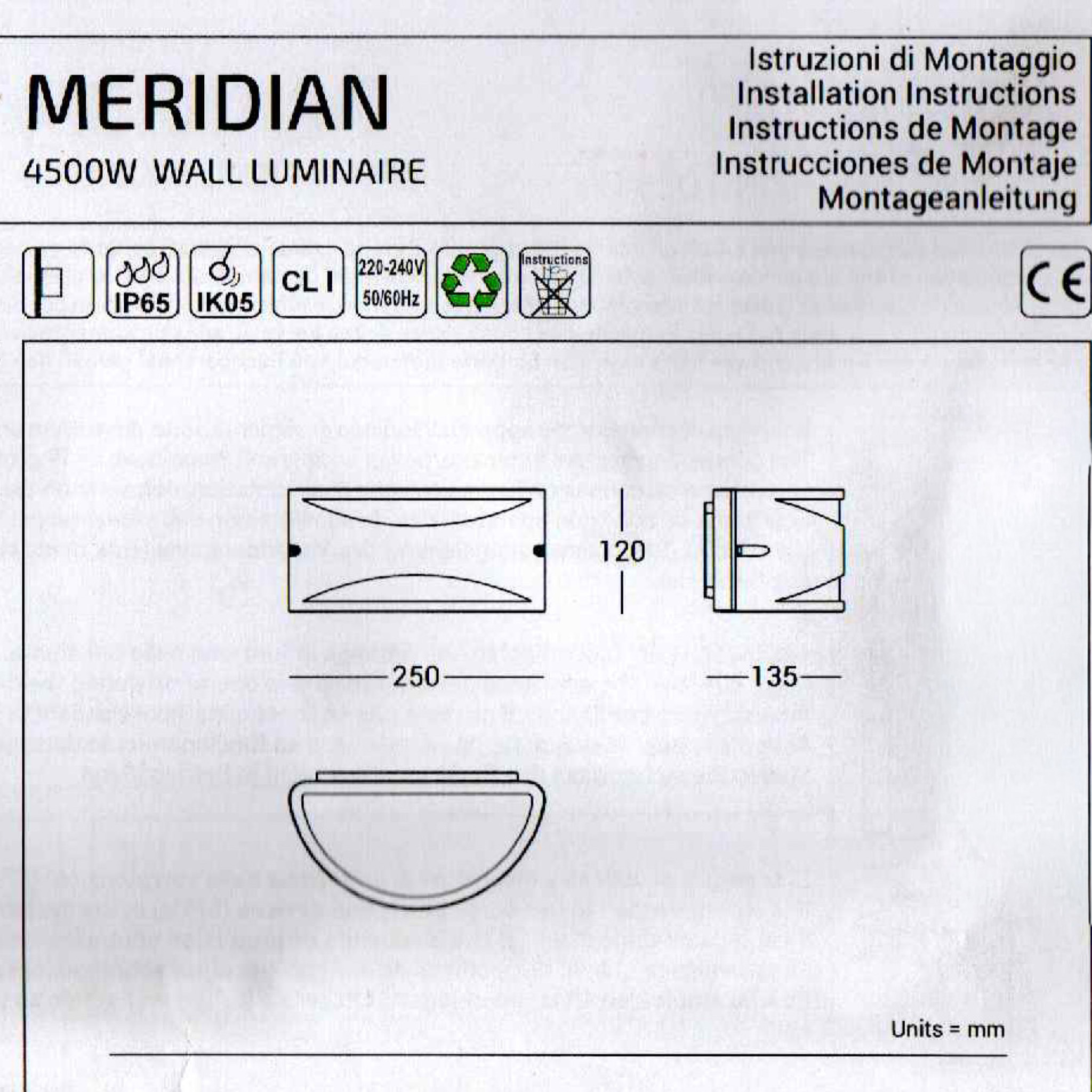MERIDIAN MODELLO PICCOLO - MISURE MODELLO