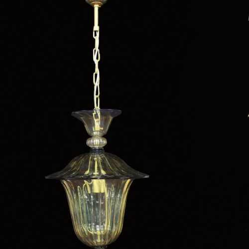 Lanterna Antique - Lanterna Veneziana - vetro soffiato - Color Cristallo Antico e Blu - Luce 1xE27