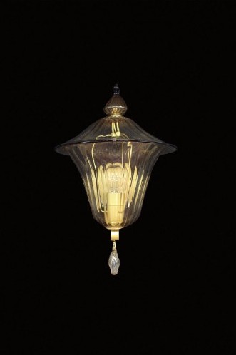 Applique Lanterna Antique - Lanterna veneziana - cristallo anticato con bordo blue - vetro soffiato