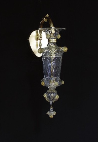 Casanova Applique - lanterna Veneziana - Vetro soffiato a mano - Crystal and Gold - made in italy