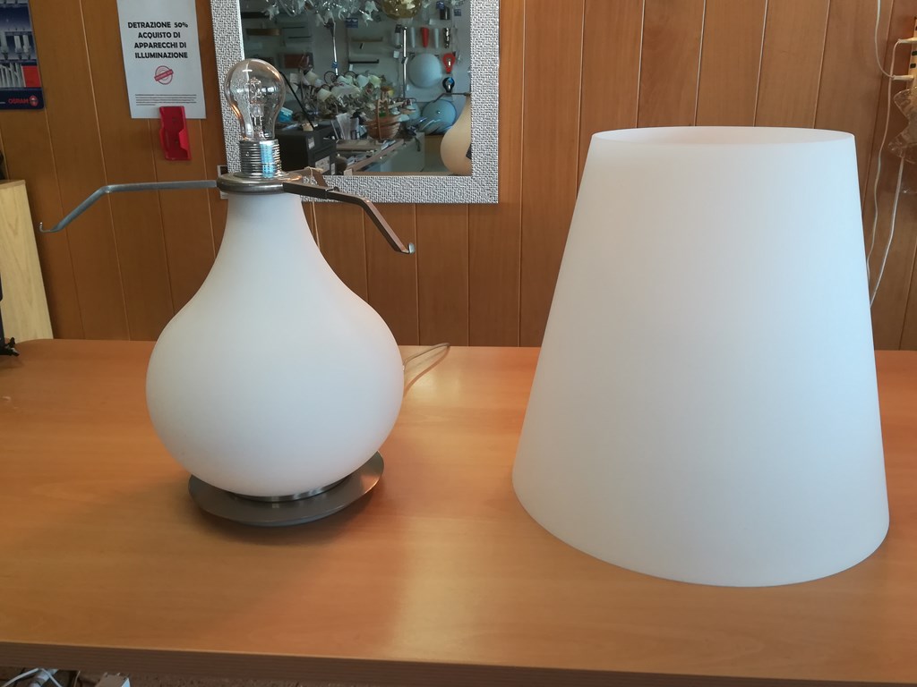 PARALUME vetro ALTO Ø41 + LAMPADA SOTTO IN VETRO SOFFIATO