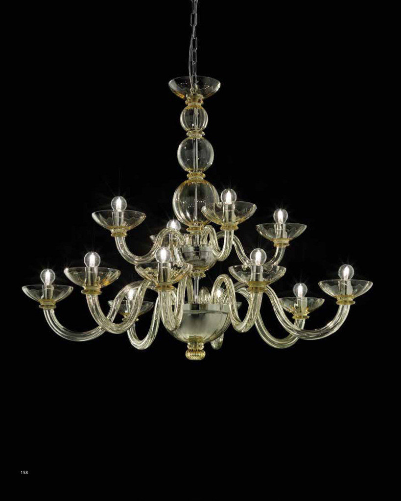 CANDIANO - 8+4 LUCI - COLOR TOPAZIO CANDIANO - 8+4 LUCI - COLOR TOPAZIO - STILE VETRO DI MURANO