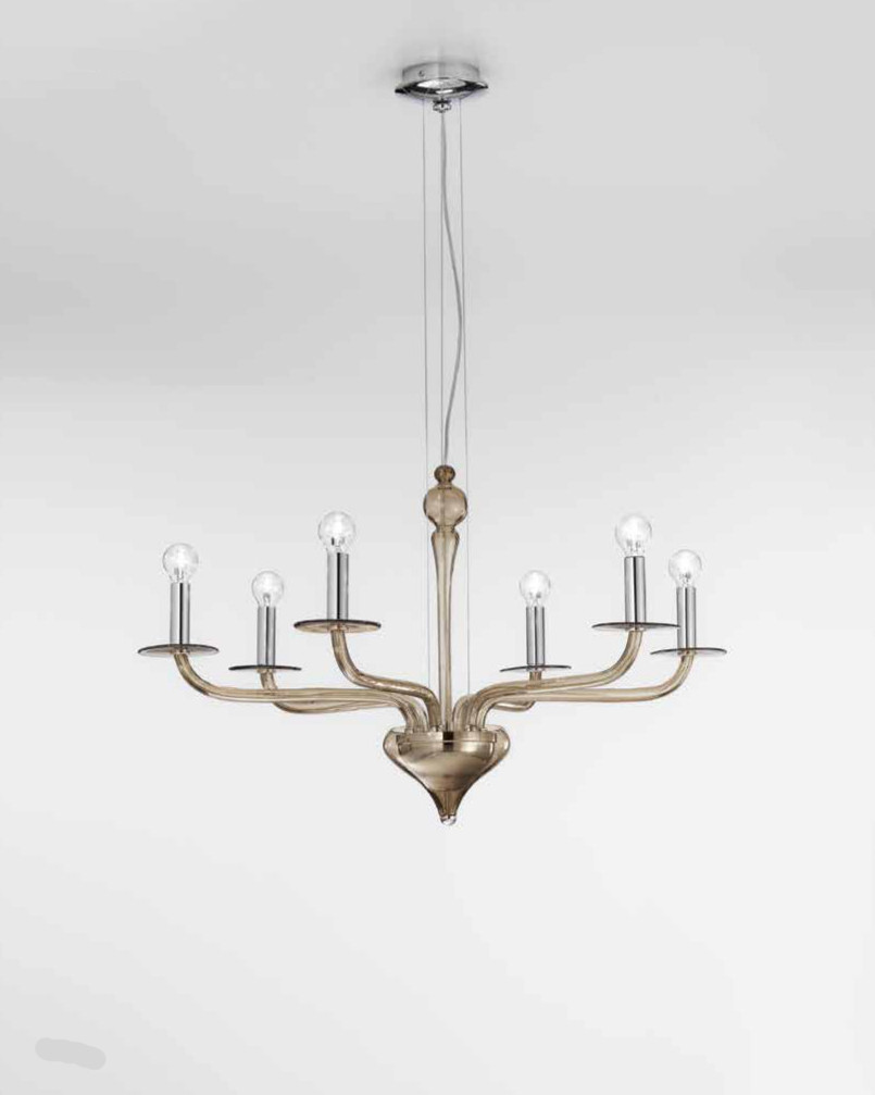 SAHARA - DECORO FUME' - LAMPADARIO 6 LUCI