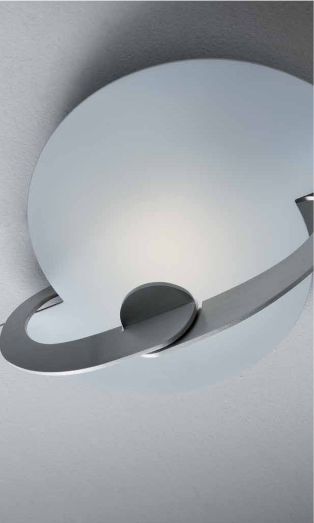 Real- Applique Plafoniera Vetro Bianco - Montatura Argento