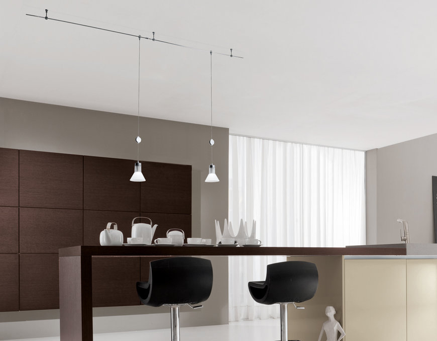 SISTEMA E-VIVA - CON SOSPENSIONI SOSPA IL TAVOLO E-VIVA SISTEMA BINARIO - SORGENTI A LED - CROMO, NIKEL O ORO FRANCESE