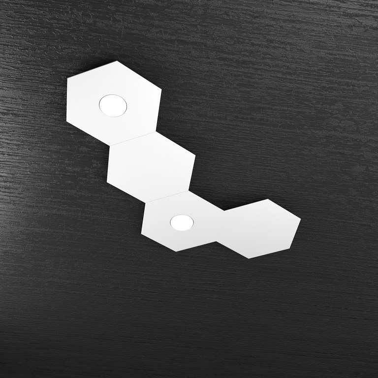 Esagono - Plafoniera Led Bianco - 2 Luci + 2 Vuote - led