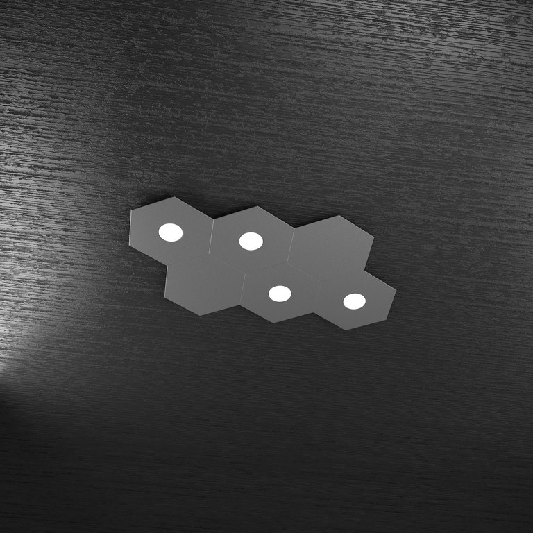 Esagono - Plafoniera 4 Luci + 2 Grigio Scuro