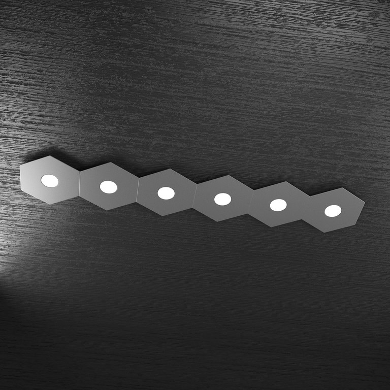 Esagono - Plafoniera Grigio Scuro 6 Luci