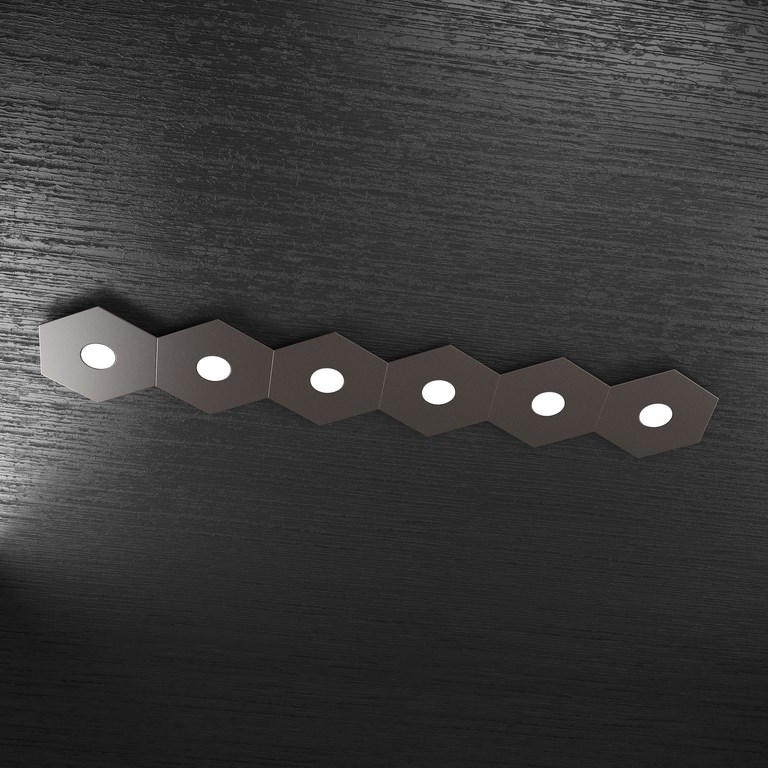 Esagono - Plafoniera 7 Luci Marrone