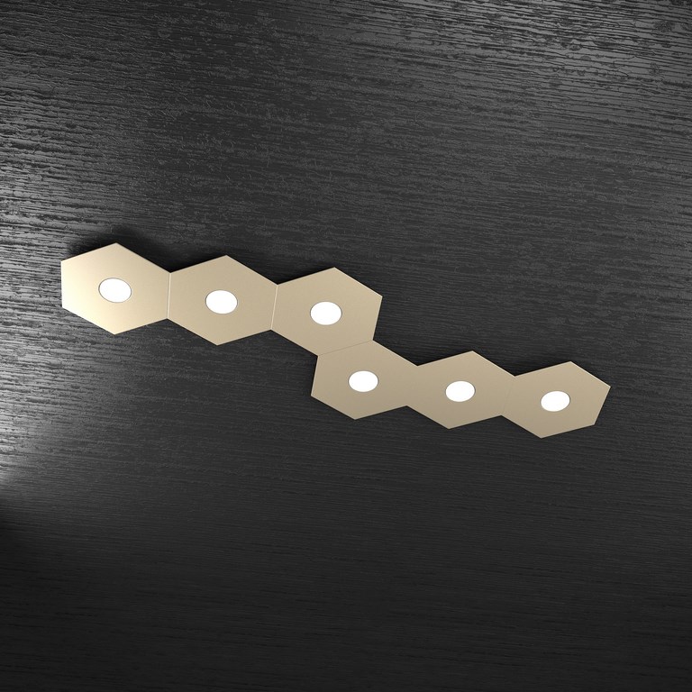 Esagono - Plafoniera 6 Luci colore Sabbia