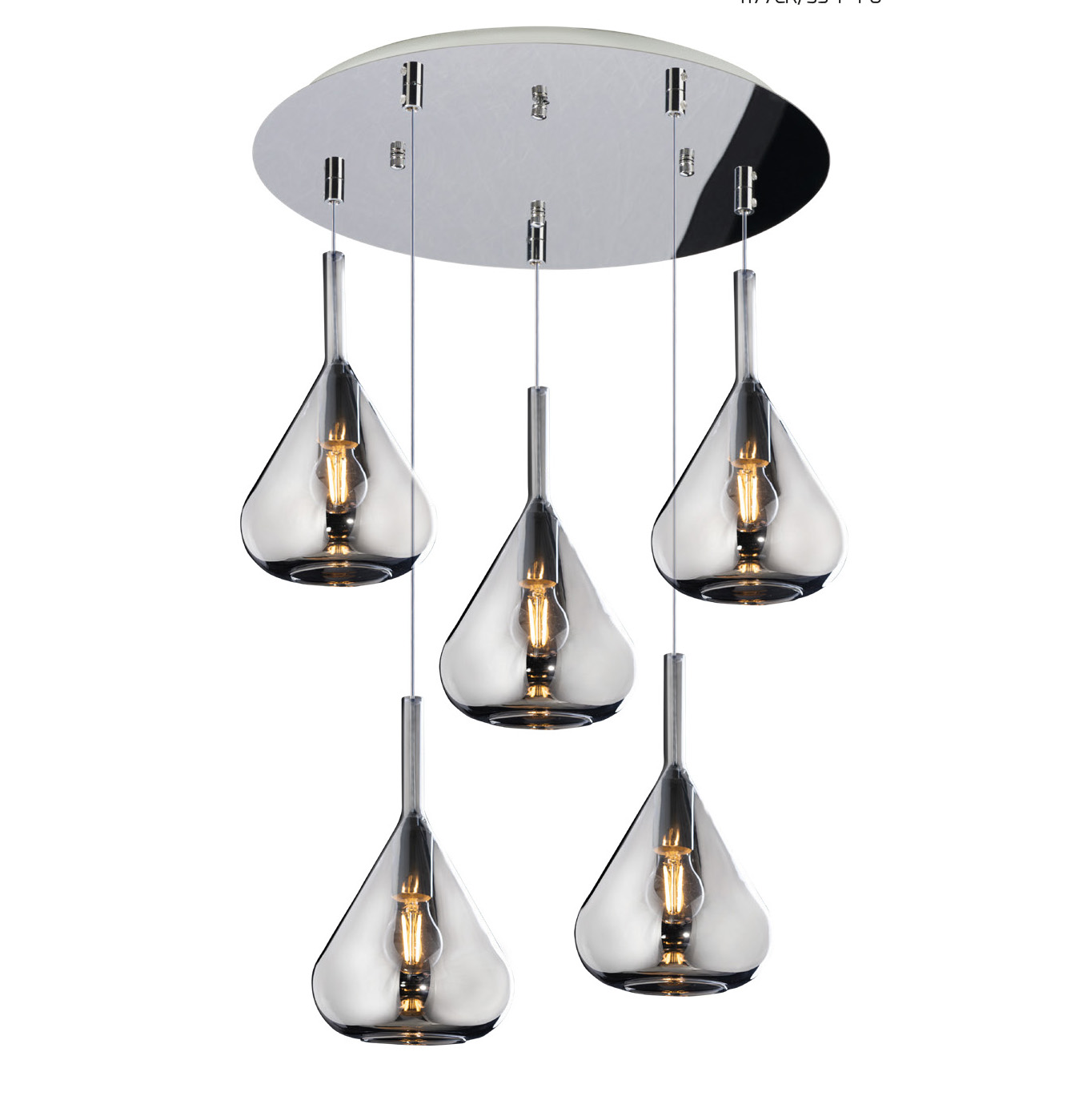 KOINE 5 LUCI - VETRO FUME' + MONTATURA CROMO LUCIDO