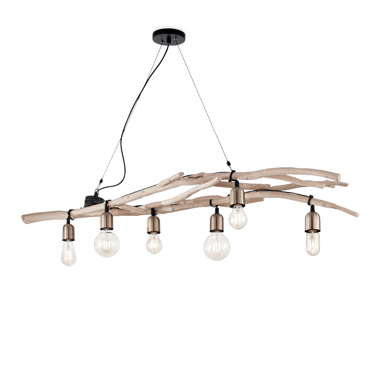 DRIFTWOOD - SOSPENSIONE IN LEGNO  6 LUCI - RUSTICO CLASSICO DRIFTWOOD - SOSPENSIONE IN LEGNO 6 LUCI - RUSTICO CLASSICO