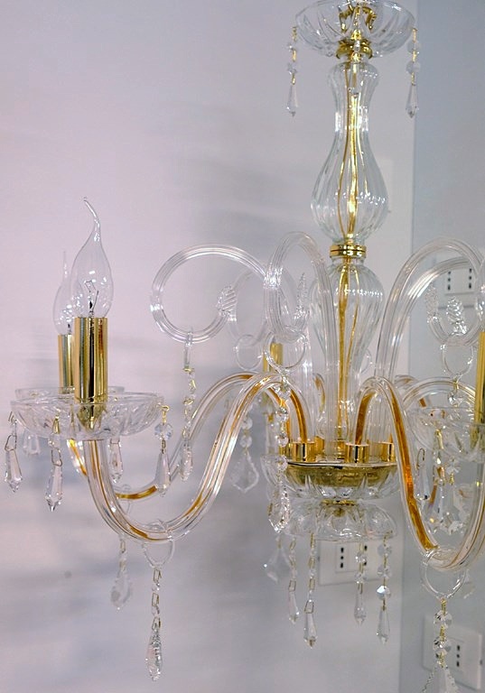SIVIGLIA - LAMPADARIO 6 LUCI - RIFINITURA ORO - CRISTALLO AL PIOMBO 24%